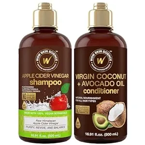 WOW Skin Science Apple Cider Vinegar Shampoo & Conditioner Set with Coconut & Avocado Oil